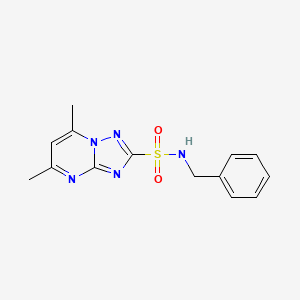molecular formula C14H15N5O2S B5560774 N-benzyl-5,7-dimethyl-[1,2,4]triazolo[1,5-a]pyrimidine-2-sulfonamide 