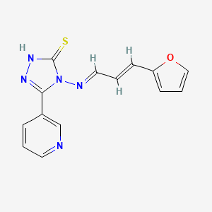 molecular formula C14H11N5OS B5560782 4-{[(E,2E)-3-(2-furyl)-2-propenylidene]amino}-5-(3-pyridinyl)-4H-1,2,4-triazol-3-yl hydrosulfide 