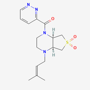 molecular formula C16H22N4O3S B5560858 [(4aR,7aS)-1-(3-methylbut-2-enyl)-6,6-dioxo-2,3,4a,5,7,7a-hexahydrothieno[3,4-b]pyrazin-4-yl]-pyridazin-3-ylmethanone 