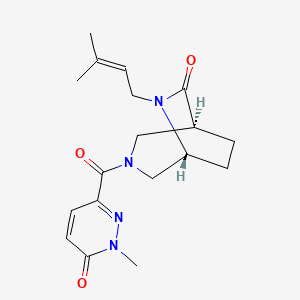 molecular formula C18H24N4O3 B5560924 (1S,5R)-6-(3-methylbut-2-enyl)-3-(1-methyl-6-oxopyridazine-3-carbonyl)-3,6-diazabicyclo[3.2.2]nonan-7-one 