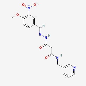 molecular formula C17H17N5O5 B5561029 N'-[(E)-(4-methoxy-3-nitrophenyl)methylideneamino]-N-(pyridin-3-ylmethyl)propanediamide 