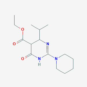 molecular formula C15H25N3O3 B5561034 Ethyl 4-oxo-2-(piperidin-1-yl)-6-(propan-2-yl)-1,4,5,6-tetrahydropyrimidine-5-carboxylate 