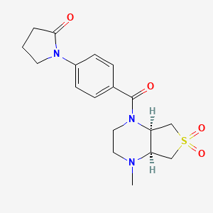 molecular formula C18H23N3O4S B5561210 1-[4-[(4aR,7aS)-1-methyl-6,6-dioxo-2,3,4a,5,7,7a-hexahydrothieno[3,4-b]pyrazine-4-carbonyl]phenyl]pyrrolidin-2-one 