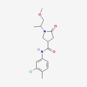 molecular formula C16H21ClN2O3 B5561254 N-(3-chloro-4-methylphenyl)-1-(1-methoxypropan-2-yl)-5-oxopyrrolidine-3-carboxamide 
