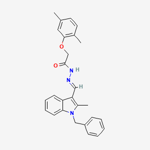 molecular formula C27H27N3O2 B5561471 N-[(E)-(1-benzyl-2-methylindol-3-yl)methylideneamino]-2-(2,5-dimethylphenoxy)acetamide 
