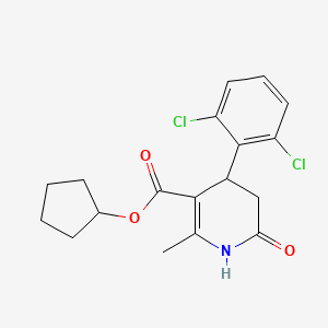 molecular formula C18H19Cl2NO3 B5561473 Cyclopentyl 4-(2,6-dichlorophenyl)-2-methyl-6-oxo-1,4,5,6-tetrahydropyridine-3-carboxylate 