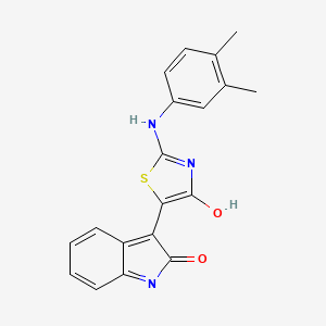 molecular formula C19H15N3O2S B5561662 2-[(3,4-dimethylphenyl)imino]-5-(2-oxo-1,2-dihydro-3H-indol-3-yliden)-1,3-thiazolan-4-one 