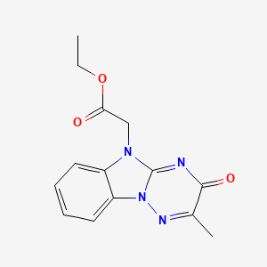 molecular formula C14H14N4O3 B5562041 ETHYL 2-[2-METHYL-3-OXO[1,2,4]TRIAZINO[2,3-A][1,3]BENZIMIDAZOL-5(3H)-YL]ACETATE 