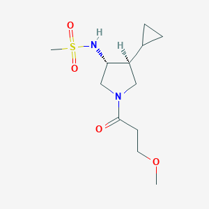 molecular formula C12H22N2O4S B5562055 N-[(3R,4S)-4-cyclopropyl-1-(3-methoxypropanoyl)pyrrolidin-3-yl]methanesulfonamide 