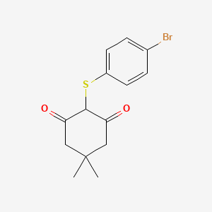 molecular formula C14H15BrO2S B5562175 2-((4-bromophenyl)thio)-5,5-dimethylcyclohexane-1,3-dione 