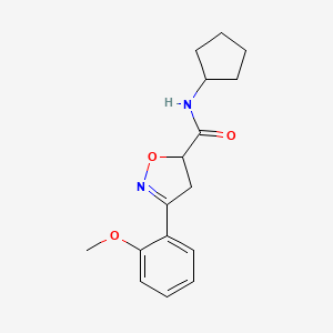 molecular formula C16H20N2O3 B5562214 N-cyclopentyl-3-(2-methoxyphenyl)-4,5-dihydro-1,2-oxazole-5-carboxamide 