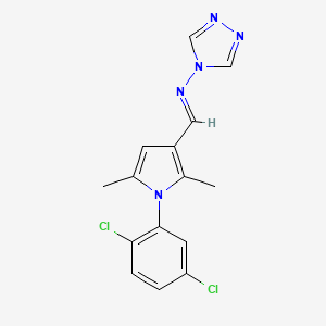 molecular formula C15H13Cl2N5 B5562270 N-{(E)-[1-(2,5-dichlorophenyl)-2,5-dimethyl-1H-pyrrol-3-yl]methylidene}-4H-1,2,4-triazol-4-amine 