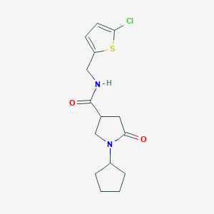 molecular formula C15H19ClN2O2S B5562451 N-[(5-chloro-2-thienyl)methyl]-1-cyclopentyl-5-oxo-3-pyrrolidinecarboxamide 