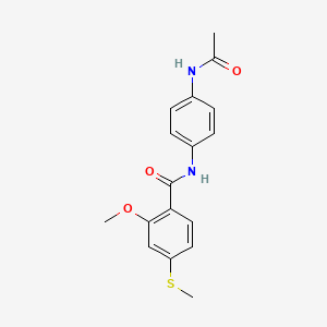 molecular formula C17H18N2O3S B5562510 N-[4-(acetylamino)phenyl]-2-methoxy-4-(methylsulfanyl)benzamide 