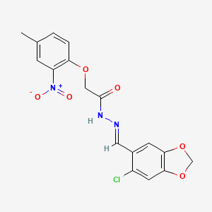 N'-[(6-chloro-1,3-benzodioxol-5-yl)methylene]-2-(4-methyl-2-nitrophenoxy)acetohydrazide