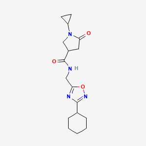N-[(3-cyclohexyl-1,2,4-oxadiazol-5-yl)methyl]-1-cyclopropyl-5-oxo-3-pyrrolidinecarboxamide