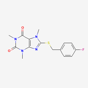 molecular formula C15H15FN4O2S B5563035 8-{[(4-FLUOROPHENYL)METHYL]SULFANYL}-1,3,7-TRIMETHYL-2,3,6,7-TETRAHYDRO-1H-PURINE-2,6-DIONE 