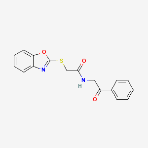 molecular formula C17H14N2O3S B5563054 2-(Benzooxazol-2-ylsulfanyl)-N-(2-oxo-2-phenyl-ethyl)-acetamide 