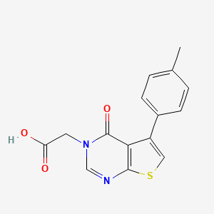 molecular formula C15H12N2O3S B5563128 2-[4-Oxo-5-(p-tolyl)thieno[2,3-d]pyrimidin-3-yl]acetic acid 