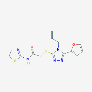 molecular formula C14H15N5O2S2 B5563129 N-(4,5-dihydro-1,3-thiazol-2-yl)-2-{[5-(furan-2-yl)-4-(prop-2-en-1-yl)-4H-1,2,4-triazol-3-yl]sulfanyl}acetamide 