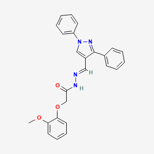 molecular formula C25H22N4O3 B5563460 N-[(E)-(1,3-diphenylpyrazol-4-yl)methylideneamino]-2-(2-methoxyphenoxy)acetamide 