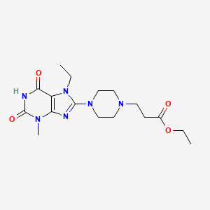 molecular formula C17H26N6O4 B5563573 Ethyl 3-[4-(7-ethyl-3-methyl-2,6-dioxopurin-8-yl)piperazin-1-yl]propanoate 
