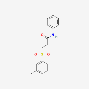 molecular formula C18H21NO3S B5564138 3-(3,4-dimethylphenyl)sulfonyl-N-(4-methylphenyl)propanamide 