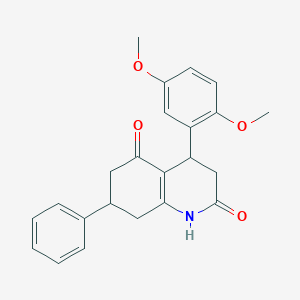 molecular formula C23H23NO4 B5564187 4-(2,5-dimethoxyphenyl)-7-phenyl-4,6,7,8-tetrahydro-2,5(1H,3H)-quinolinedione 