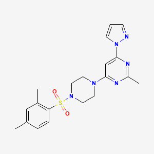 molecular formula C20H24N6O2S B5564207 4-{4-[(2,4-dimethylphenyl)sulfonyl]-1-piperazinyl}-2-methyl-6-(1H-pyrazol-1-yl)pyrimidine 