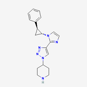 molecular formula C19H22N6 B5564219 4-[4-[1-[(1R,2S)-2-phenylcyclopropyl]imidazol-2-yl]triazol-1-yl]piperidine 