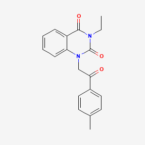 molecular formula C19H18N2O3 B5564299 3-ethyl-1-[2-(4-methylphenyl)-2-oxoethyl]quinazoline-2,4(1H,3H)-dione 