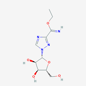 molecular formula C10H16N4O5 B055644 Ethyl 1-ribofuranosyl-1,2,4-triazole-3-carboximidate CAS No. 120362-26-7