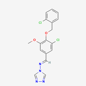 molecular formula C17H14Cl2N4O2 B5564400 (E)-1-[3-chloro-4-[(2-chlorophenyl)methoxy]-5-methoxyphenyl]-N-(1,2,4-triazol-4-yl)methanimine 