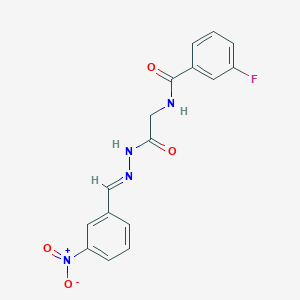 molecular formula C16H13FN4O4 B5564406 3-FLUORO-N-({N'-[(E)-(3-NITROPHENYL)METHYLIDENE]HYDRAZINECARBONYL}METHYL)BENZAMIDE 