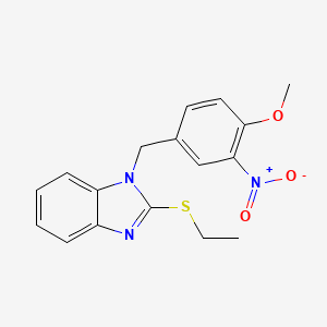 molecular formula C17H17N3O3S B5564726 2-Ethylsulfanyl-1-[(4-methoxy-3-nitrophenyl)methyl]benzimidazole 