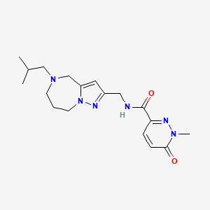 molecular formula C18H26N6O2 B5564742 N-[(5-isobutyl-5,6,7,8-tetrahydro-4H-pyrazolo[1,5-a][1,4]diazepin-2-yl)methyl]-1-methyl-6-oxo-1,6-dihydropyridazine-3-carboxamide 