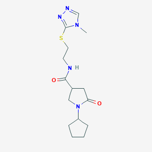 molecular formula C15H23N5O2S B5564763 1-cyclopentyl-N-{2-[(4-methyl-4H-1,2,4-triazol-3-yl)thio]ethyl}-5-oxo-3-pyrrolidinecarboxamide 