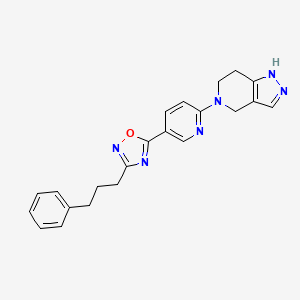 molecular formula C22H22N6O B5564776 3-(3-Phenylpropyl)-5-[6-(1,4,6,7-tetrahydropyrazolo[4,3-c]pyridin-5-yl)pyridin-3-yl]-1,2,4-oxadiazole 
