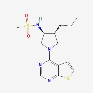 molecular formula C14H20N4O2S2 B5564821 N-[(3S*,4R*)-4-propyl-1-thieno[2,3-d]pyrimidin-4-yl-3-pyrrolidinyl]methanesulfonamide 
