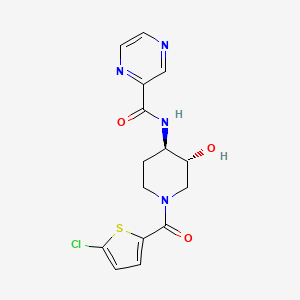 molecular formula C15H15ClN4O3S B5564831 N-{(3R*,4R*)-1-[(5-chloro-2-thienyl)carbonyl]-3-hydroxypiperidin-4-yl}pyrazine-2-carboxamide 