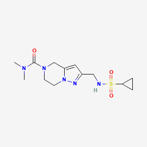 molecular formula C13H21N5O3S B5564838 2-{[(cyclopropylsulfonyl)amino]methyl}-N,N-dimethyl-6,7-dihydropyrazolo[1,5-a]pyrazine-5(4H)-carboxamide 