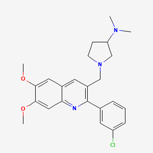 molecular formula C24H28ClN3O2 B5564888 1-{[2-(3-chlorophenyl)-6,7-dimethoxy-3-quinolinyl]methyl}-N,N-dimethyl-3-pyrrolidinamine 
