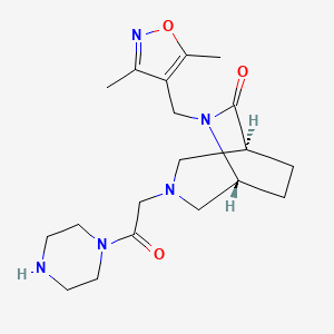 molecular formula C19H29N5O3 B5564960 (1S,5R)-6-[(3,5-dimethyl-1,2-oxazol-4-yl)methyl]-3-(2-oxo-2-piperazin-1-ylethyl)-3,6-diazabicyclo[3.2.2]nonan-7-one 