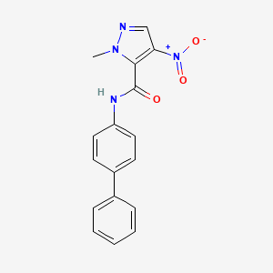 molecular formula C17H14N4O3 B5564978 N-{[1,1'-BIPHENYL]-4-YL}-1-METHYL-4-NITRO-1H-PYRAZOLE-5-CARBOXAMIDE 