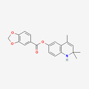 molecular formula C20H19NO4 B5564983 2,2,4-Trimethyl-1,2-dihydroquinolin-6-yl 1,3-benzodioxole-5-carboxylate 