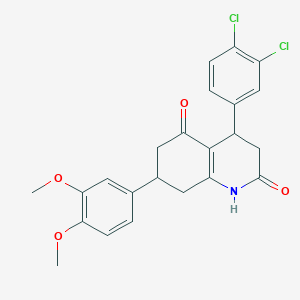 molecular formula C23H21Cl2NO4 B5565007 4-(3,4-DICHLOROPHENYL)-7-(3,4-DIMETHOXYPHENYL)-1,2,3,4,5,6,7,8-OCTAHYDROQUINOLINE-2,5-DIONE 