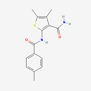 molecular formula C15H16N2O2S B5565023 4,5-Dimethyl-2-[(4-methylbenzoyl)amino]thiophene-3-carboxamide CAS No. 303139-08-4