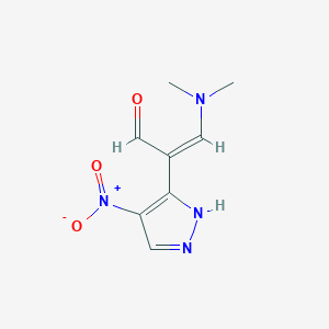 molecular formula C8H10N4O3 B5565092 (2Z)-3-(dimethylamino)-2-(4-nitro-1H-pyrazol-3-yl)prop-2-enal 