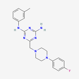 molecular formula C21H24FN7 B5565187 6-{[4-(4-fluorophenyl)piperazin-1-yl]methyl}-N-(3-methylphenyl)-1,3,5-triazine-2,4-diamine 