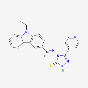 molecular formula C22H18N6S B5565290 4-{[(E)-(9-ethyl-9H-carbazol-3-yl)methylidene]amino}-5-(4-pyridinyl)-4H-1,2,4-triazole-3-thiol 